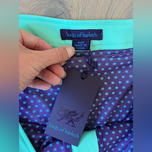 Lords of Harlech Oxford swim trunk mens shorts green short 34 trunks hybrid - Picture 5 of 10